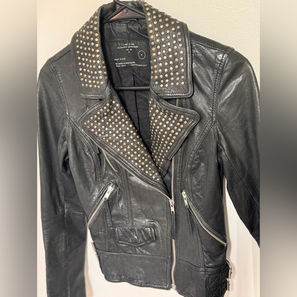 Allsaints - Leather Studded Moto Jacket - Picture 8 of 16